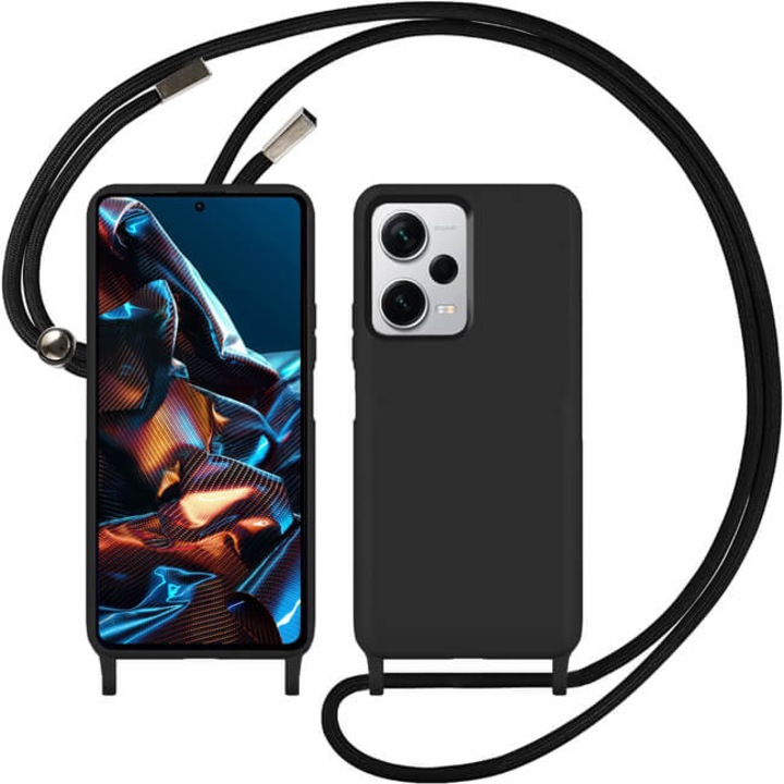 Husa telefon Orso pentru Xiaomi Redmi Note 12 4G, silicon lichid, neagra, cu cordon