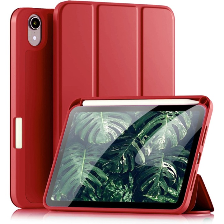 Husa tableta Orso pentru iPad Mini 6/7, flexibila, cu suport pentru creion, rosie