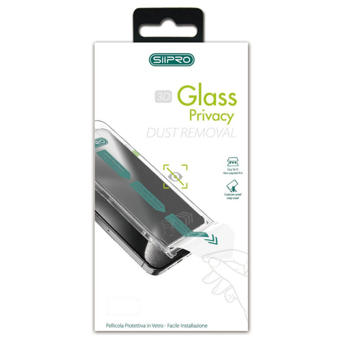Folie protectie telefon Siipro, Easy Install, sticla securizata, pentru iPhone 14 Pro Max, transparenta