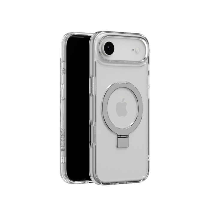 Husa telefon SwitchEasy MagStand M MagSafe Transparent pentru iPhone 17 Pro, 360° kickstand, rezistenta la socuri