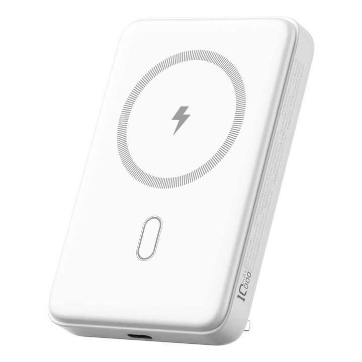 Power Bank WIWU Magnetic 10000mAh, alb, cu suport, 15W