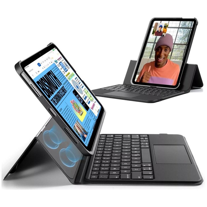 Калъф ESR Ascend Keyboard за iPad 10th/11th, черен, с 360° стойка, от синтетична кожа