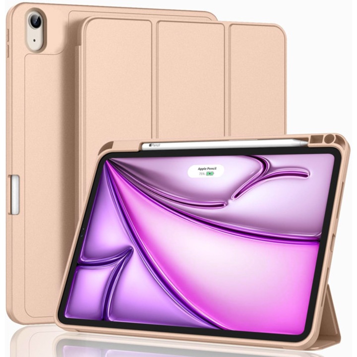 Husa tableta Orso pentru iPad Air 13 2024, flexibila, cu suport pentru creion, bej