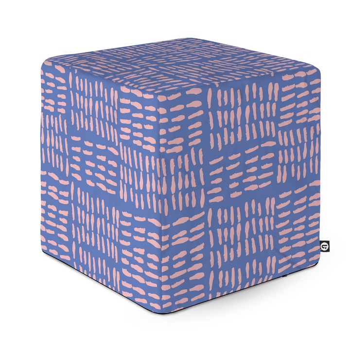Taburet Updeco Cub L, din burete, material textil, cu husa detasabila, dimensiune 30 x 30 x 30 cm, Striped Pattern