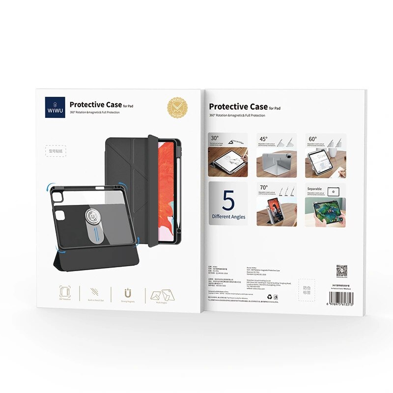 Husa tableta WiWU 360 Rotativa Magnetica Origami, neagra, pentru iPad Air 4/5/Air 11