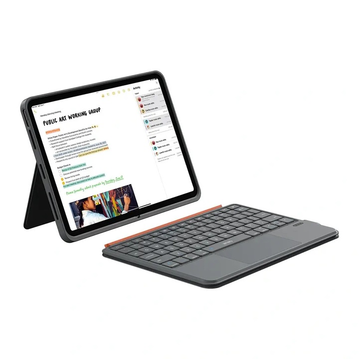 Калъф с клавиатура 3в1 Combo WiWU за iPad Pro 13 2024, сив, компактни размери