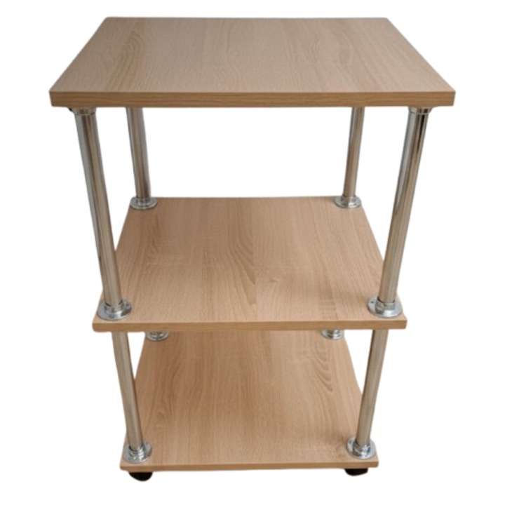 Количка помощна/козметична 3 нива 40х30см Дъб сонома сиво