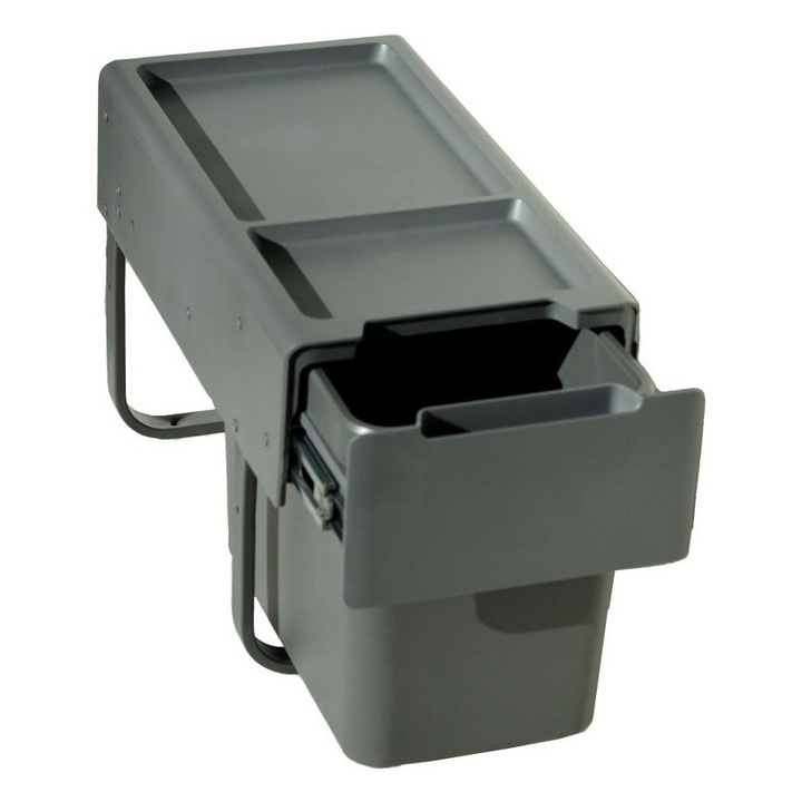 Coș de gunoi, Simplu, Pentru încorporare în dulap, Gri închis, 19l