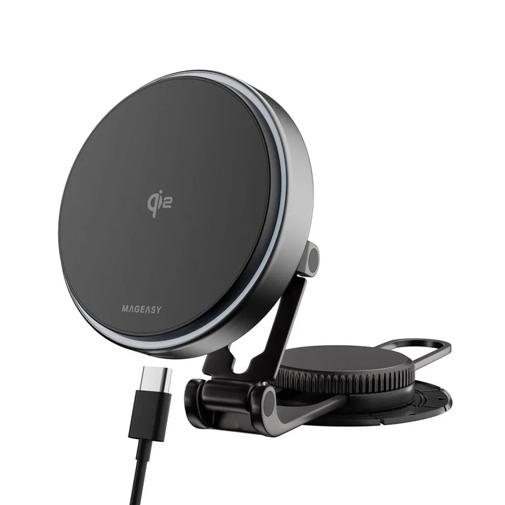 Зарядно за кола MagEasy MagSafe 15W със Smart Cooling технология, съвместимо с Qi2, за телефон