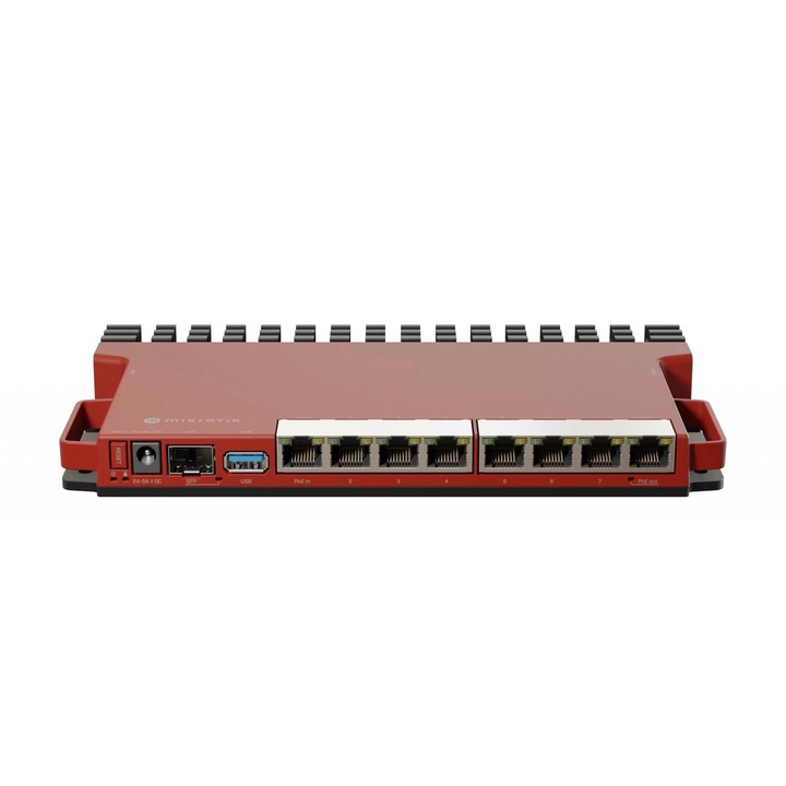 Router 8 porturi Gigabit, 1 port PoE IN, 1 port PoE Out, SFP 2.5G, NAND, USB, 1U - MikroTik L009UiGS-RM