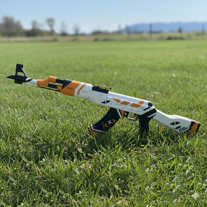 Pusca AK-47 Asiimov, 90cm, decorativa pentru colectie, Counter-Strike, CS2 / CS:GO