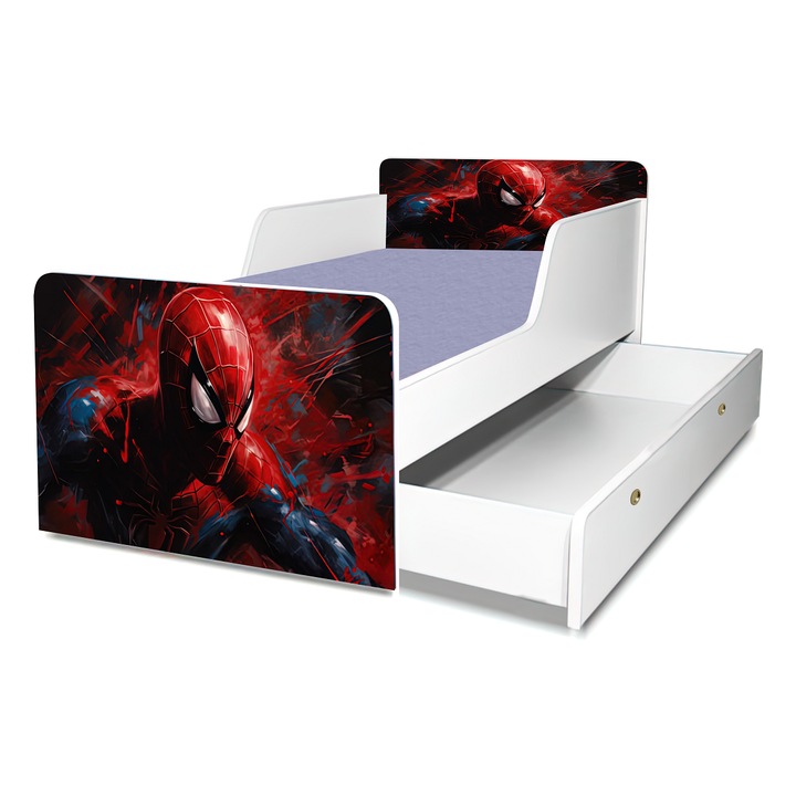 Легло Спайдърмен, 130x60 см, с чекмедже, предпазител и матрак