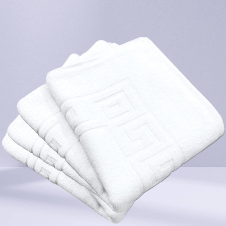Set 4 Prosoape de Baie de corp, uz rezidential, hotel, horeca, model grecesc, bumbac premium, 70x140 cm, alb