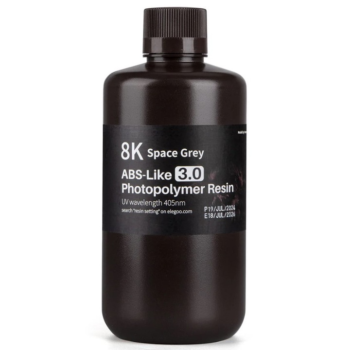 3D смола, Elegoo Abs-Like 3.0 8K, 1Kg, Space Gray, за 3D принтер