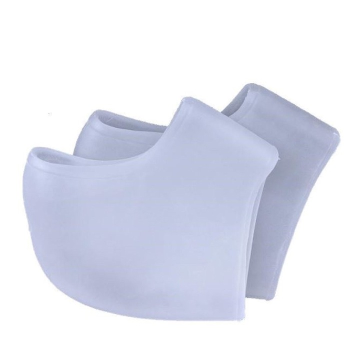 Set 2 de protectie din silicon pentru calcaie, marime universala, model Heel Anti-crack, LRTM, alb, unisex