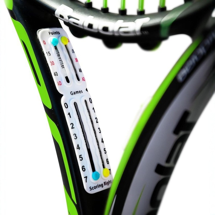 Contor de Scor pentru Racheta de Tenis Portabil, Usor de Montat, Fixare cu Adeziv Puternic fara a Cadea, pentru Puncte, Game-uri si Seturi, Conform ITF si Ultra-Usor (1, 9 g), Cel Mai Bun Cadou pentru Tenis