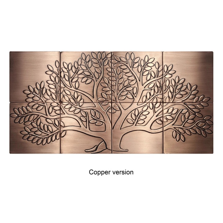 Dekoratív réz panel, kézműves "Életfa" design, 120x60cm, CopperAndCraft