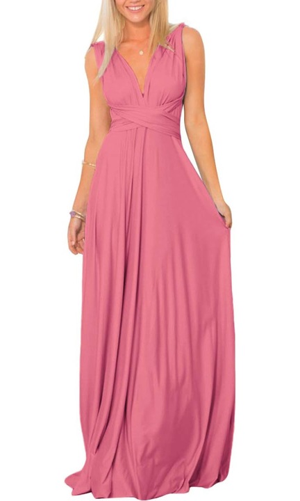 Rochie eleganta lunga peste genunchi, fara maneci, Roz M