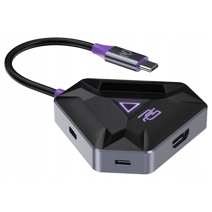 USB-C хъб, Proove, HBPG18221205, Тъмно сив, 5 порта, 2x USB 3.0, 1x USB-C, 1x USB-C PD 100W, 1x HDMI, Бързо зареждане, Поддръжка на монитор, Мобилен, Издръжлив корпус от алуминий и ABS, Ниско тегло 49g, Съвместим с Windows, MacOS
