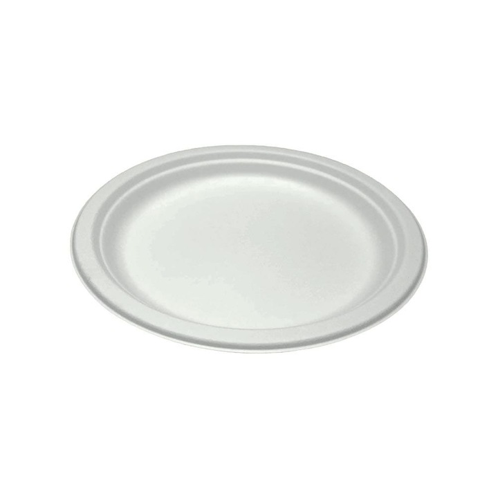 Farfurii bio desert 17-18cm, set 50 buc, hartie, trestie de zahar