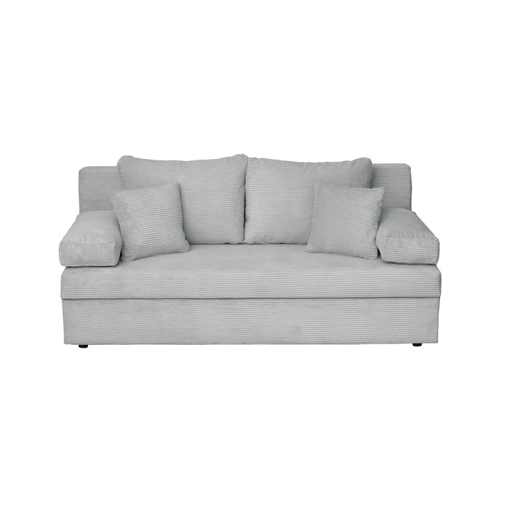 Canapea extensibila Expomob ANA LUX, 3 locuri, cu lada depozitare, dimensiune 185x82x80 cm, culoare gri deschis