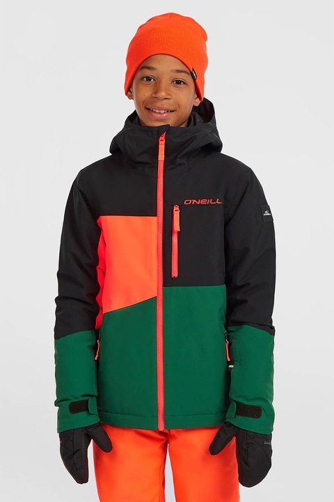 O'Neill, Geaca cu gluga Ski Triple Snow, Verde/Negru/Portocaliu