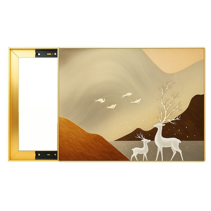 Villanyóra takarófedél, Naimeed D7302, villanyóra elrejtése, modern és elegáns design, 50x60x2.8 cm, arany keret