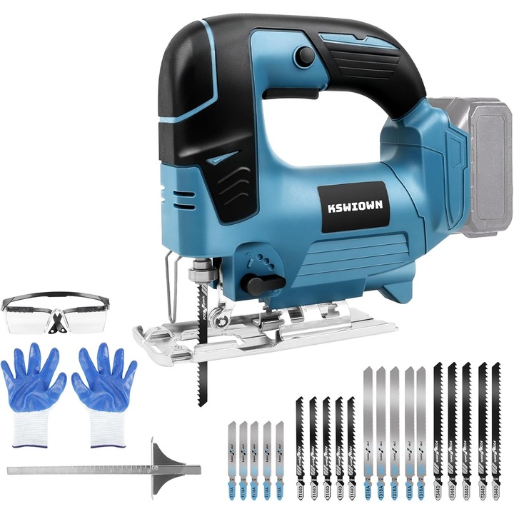 Akkus Dekopírfűrész, 2900 ford./perc, 23 mm lökethossz, Vágási mélység fa/műanyag/acél esetén 70/10/8 mm, Akkumulátor/Töltő nélkül - CN