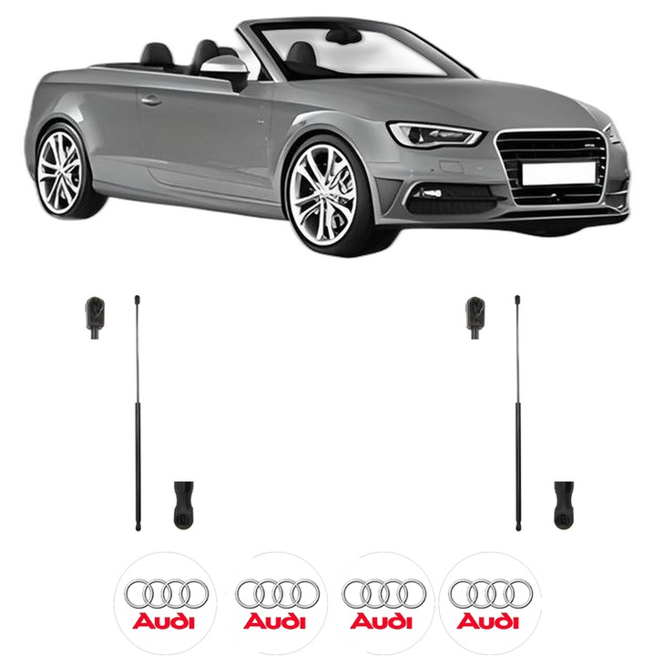 Set amortizoare capota pentru AUDI A3 Convertible (8V7, 8VE) din 2013-2020, 2 bucati, KROSNO, 4 stickere auto AUDI