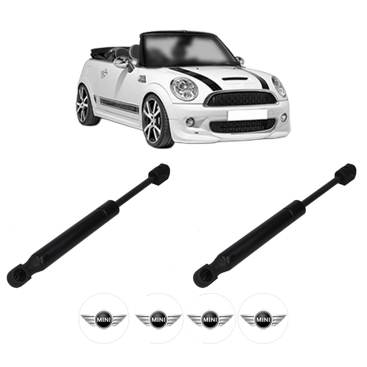 Set amortizoare capota pentru MINI MINI Convertible (R57) din 2008-2015, 2 bucati, KROSNO, 4 stickere auto MINI