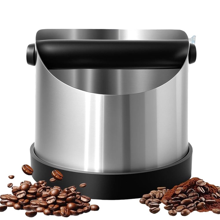 Контейнер за утайка от кафе, BOMSTOM, неръждаема стомана, черен/сребрист, 11,8x11,8x10,4см