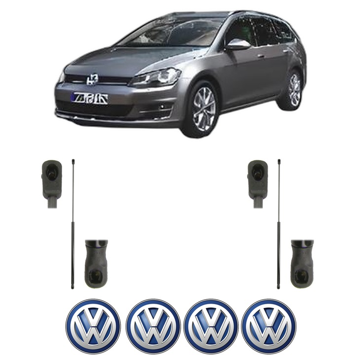 Set amortizoare capota pentru Volkswagen GOLF VAN VII Variant (BA5) din 2013-2017, 2 bucati, MAGNUM TECHNOLOGY, 4 stickere auto Volkswagen
