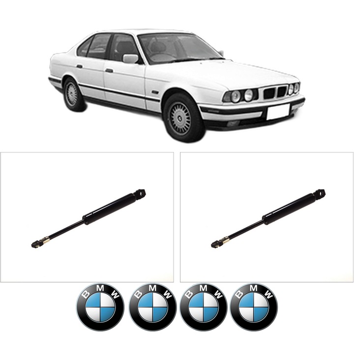 Set amortizoare capota pentru BMW Seria 5 (E34) din 1987-1995, 2 bucati, KROSNO, 4 stickere auto BMW