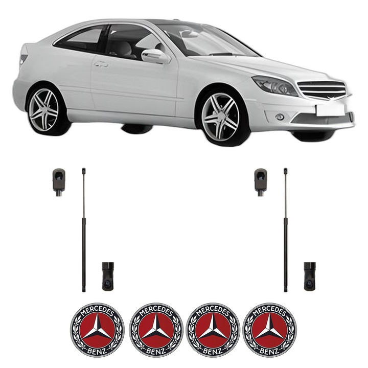 Set amortizoare capota pentru MERCEDES-BENZ CLC-CLASS (CL203) din 2008-2011, 2 bucati, MAGNUM TECHNOLOGY, 4 stickere auto MERCEDES-BENZ