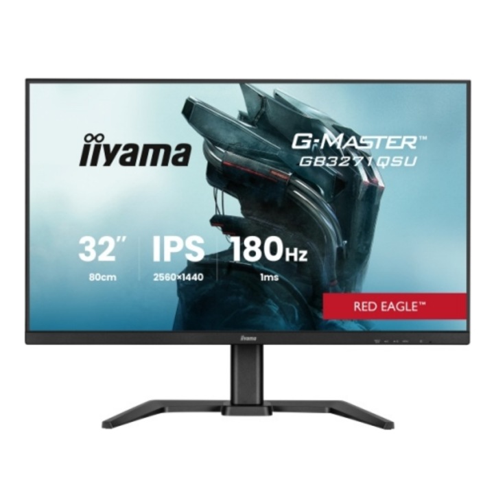 Monitor Gaming IPS LED Iiyama 31.5" GB3271QSU-B2, QHD 2560 x 1440, HDMI, DisplayPort, Boxe, 180 Hz, 1 ms Fekete