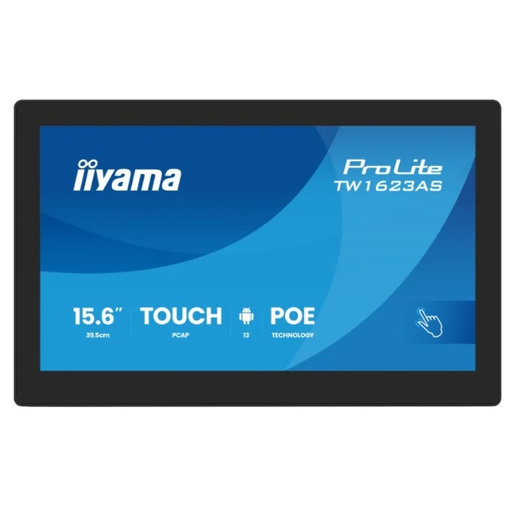 Monitor IPS LED Iiyama 15.6" TW1623AS-B3P, Full HD 1920 x 1080, HDMI, Boxe, Touchscreen Negru