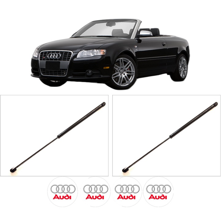 Set amortizoare capota pentru AUDI A4 B7 Convertible (8HE) din 2006-2009, 2 bucati, KROSNO, 4 stickere auto AUDI