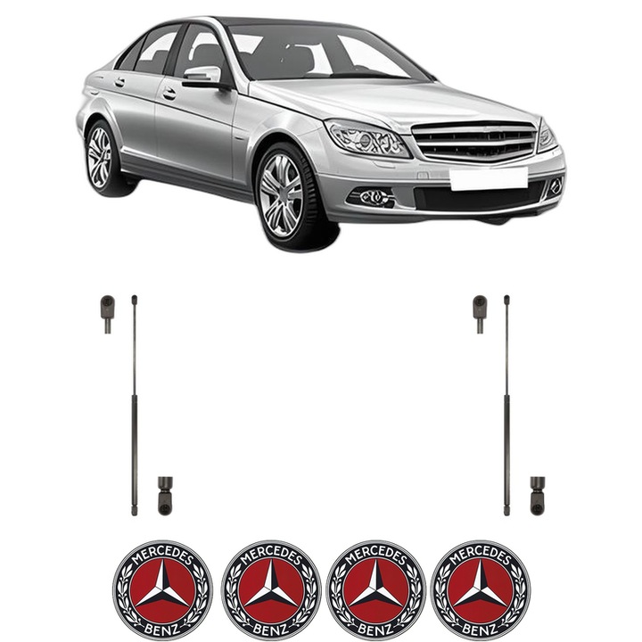 Set amortizoare capota pentru MERCEDES-BENZ C-CLASS (W204) din 2007-2014, 2 bucati, KROSNO, 4 stickere auto MERCEDES-BENZ