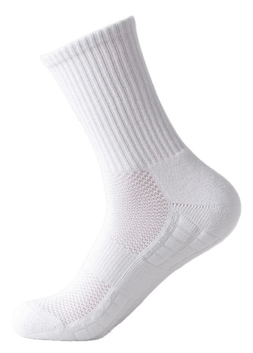 Set 3 perechi, sosete, medii casual sport, pentru barbati, 80% bumbac, talpa froté groasa cu amortizare, varf fara cusatura, Alb, marimea 37–44 EU, CoziSox
