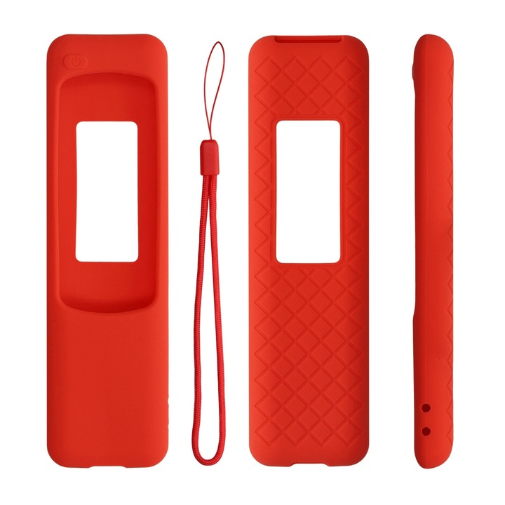 Husa siliconica pentru telecomanda Samsung TV/LED carcasa subtire si dreapta compatibila cu telecomenzile cu incarcare solara, 16.5* 4 cm, rosie
