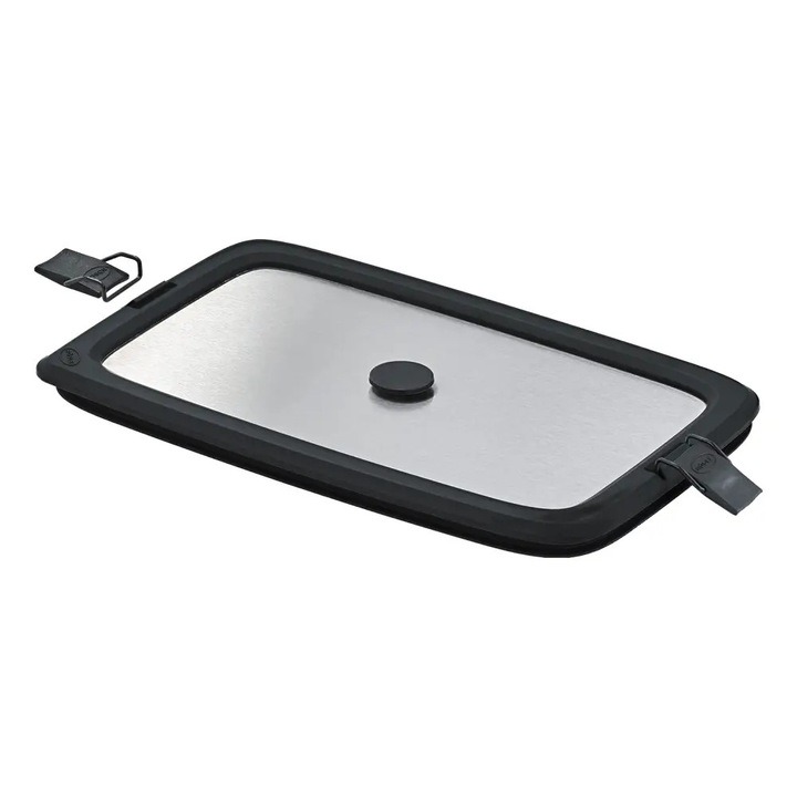 Capac din otel inoxidabil pentru caserola Flexx2Go Rösle, capacitate 0.6 litri, pastreaza alimentele fresh, inchidere etansa, compatibil cu frigider, eco-friendly, inox