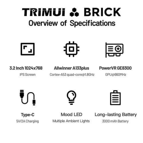 Consola portabila emulatoare TRIMUI Brick – Knights Starter Pack Combo, 64GB, Alb