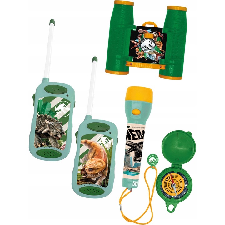 Joy Toy 4 az 1-ben szett, 24205, gyerekeknek, 2 walkie-talkie állomás, zseblámpa, iránytű, távcső, sokszínű, 1x zseblámpa, 1x iránytű, 1x távcső, műanyag, ideális 3 év feletti gyerekeknek, hatótávolság akár 50 méter, oktató szett