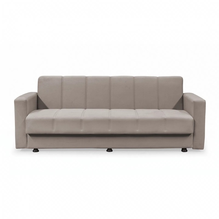 Canapea extensibila Expomob MARBELLA ONE, 3 locuri, cu arcuri si lada depozitare, dimensiune 214x73x80 cm, culoare bej