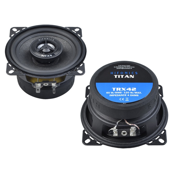 Difuzoare auto coaxiale Hifonics Titan TRX42, 10cm, 60W RMS, 120W