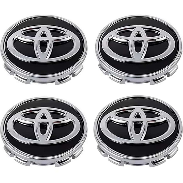 ARRRD® Комплект 4 Капачки за Джанти 62мм Toyota Съвместими с Hilux, RAV4, Corolla, Yaris, C-HR, Land Cruiser, Черни