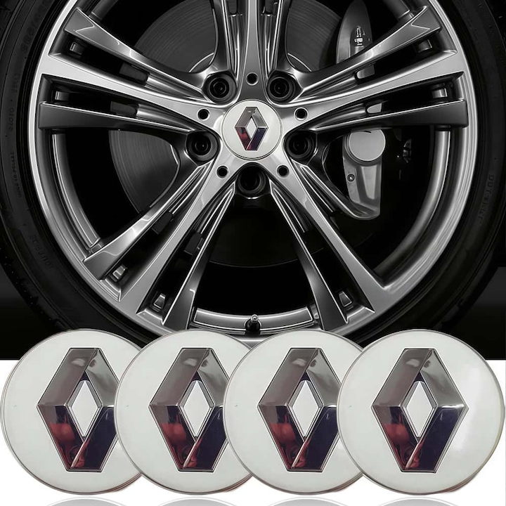 ARRRD Комплект 4 Капачки за Джанти 57мм Съвместими с Renault Logan, Sandero, Duster, Lodgy, Symbol, Сребрист