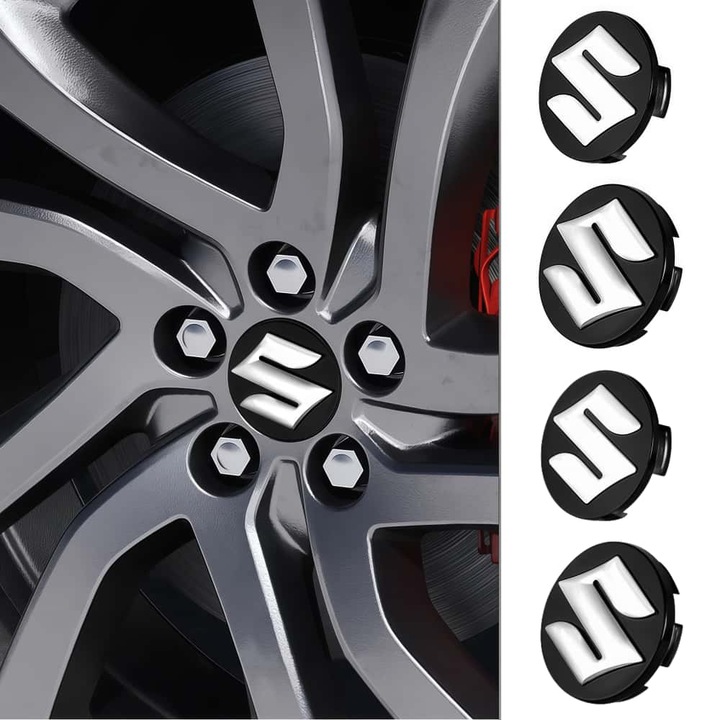 ARRRD® Комплект от 4 капачки за Джанти Suzuki 54мм, Универсални за Swift, Ignis, Baleno, SX4 S-Cross, Jimny JB64/JB74, Черни