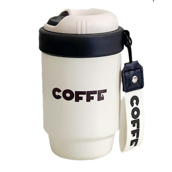 Termos Mixbo Coffee, crem, 500 ml, cu pai integrat, inox