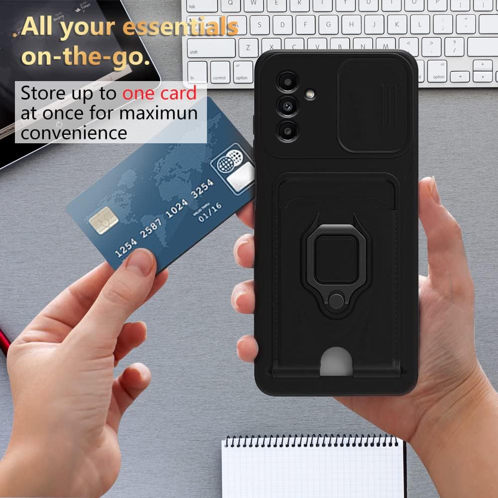 Husa telefon pentru Samsung Galaxy A56, suport magnetic, capac pentru camera, negru, ultra-subtire